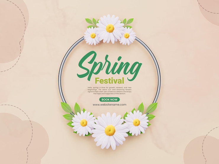 Gratis PSD lente festival bloemen frame ontwerpsjabloon