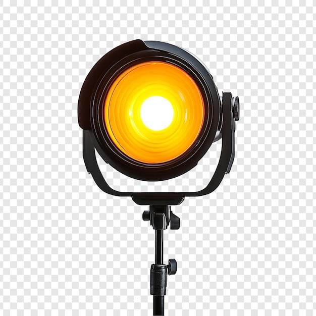 Lente naranja iluminada con reflector de estudio