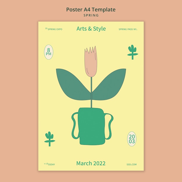 Gratis PSD lente verticale postersjabloon met bloem