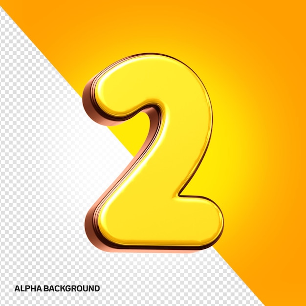 Una letra 3d 2 con fondo amarillo.