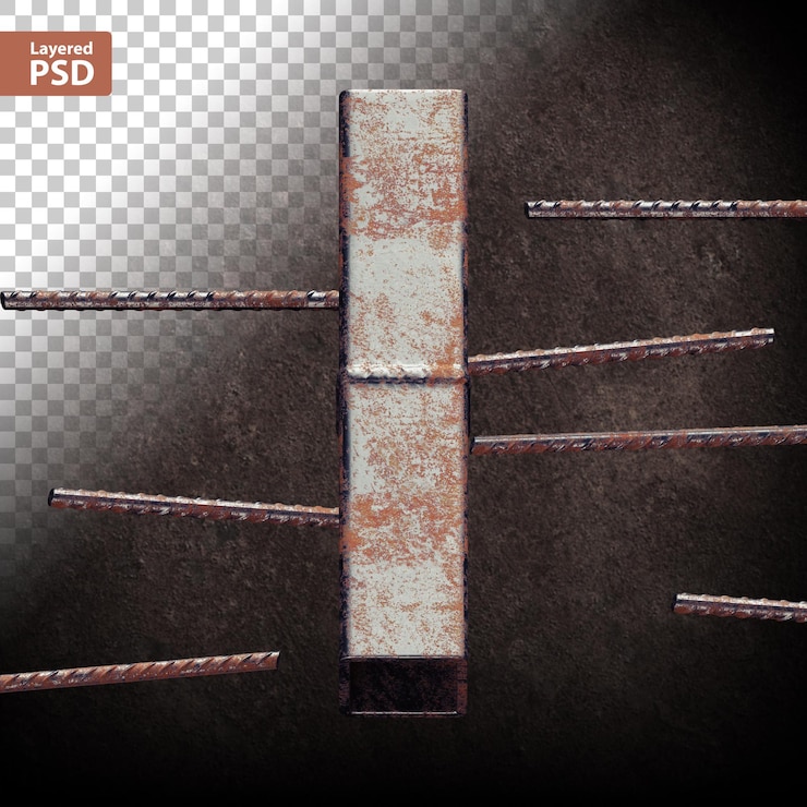 PSD gratuito letra 3d hecha de tubos de metal soldados con autógena grunge