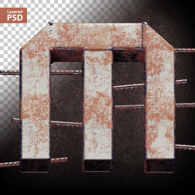 PSD gratuito letra 3d hecha de tubos de metal soldados con autógena grunge