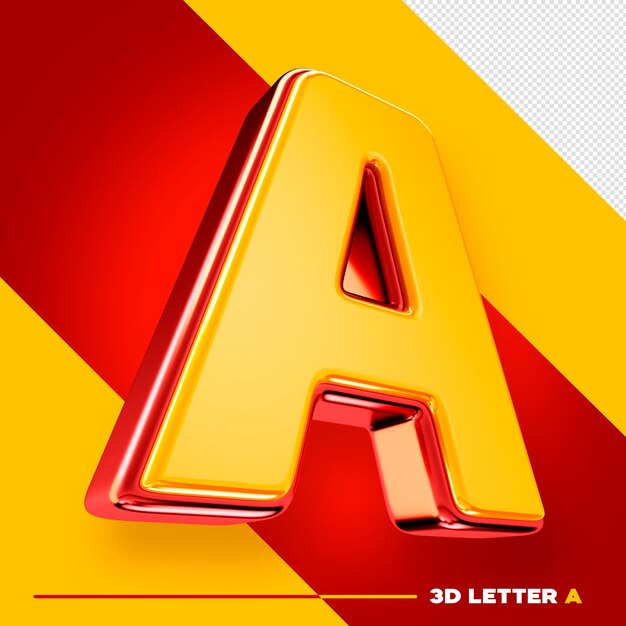 Letra del alfabeto 3d a aislada con rojo y amarillo para composiciones