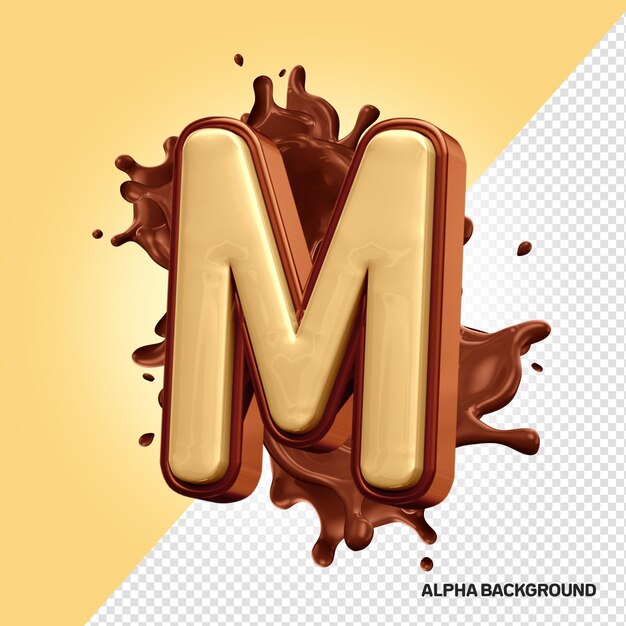 Letra del alfabeto de chocolate 3D M