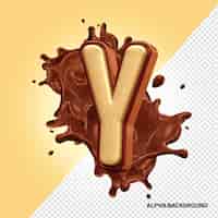 PSD gratuito la letra y del alfabeto del chocolate en 3d