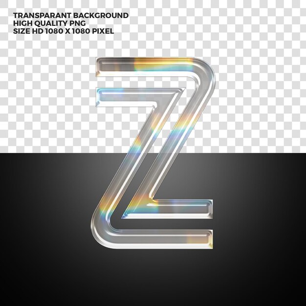 Letra del alfabeto prismático transparente PSD