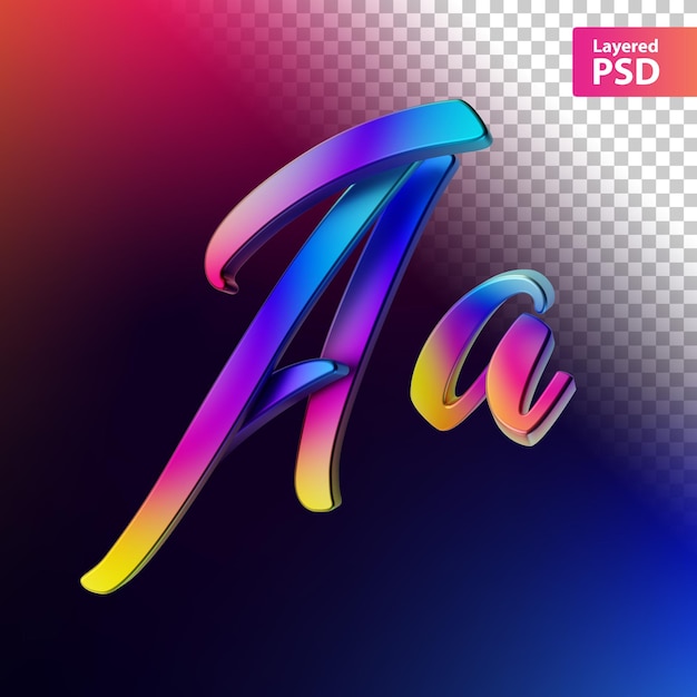 Letra caligráfica del color del arco iris 3d