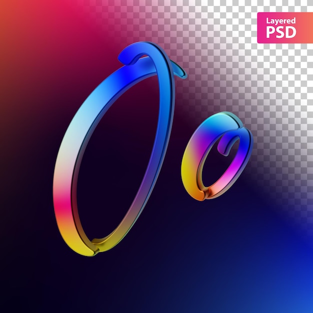 PSD gratuito letra caligráfica del color del arco iris 3d