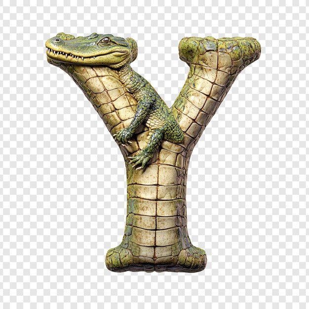 La letra Y del cocodrilo Diseño único del alfabeto animal