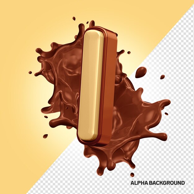 PSD gratuito la letra i del alfabeto del chocolate en 3d