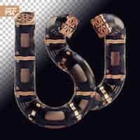 PSD gratuito letra negra steampunk 3d con piezas de bronce