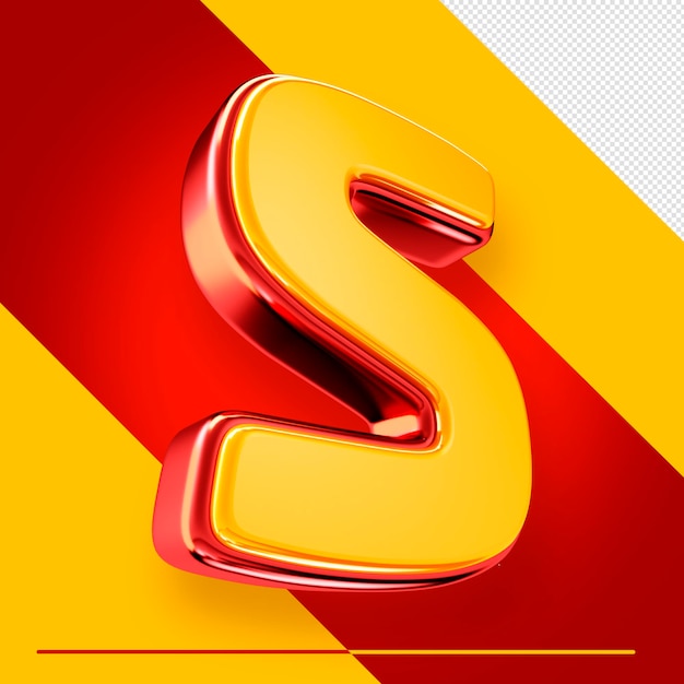 Una letra s con un fondo rojo y amarillo.