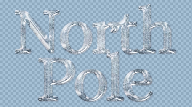 Letras con estilo de hielo del polo norte sobre un fondo transparente