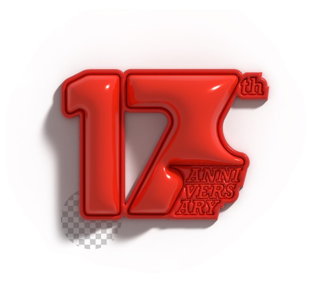 Letrero del 17 aniversario Arte de línea 3D Diseño de fuente Psd transparente
