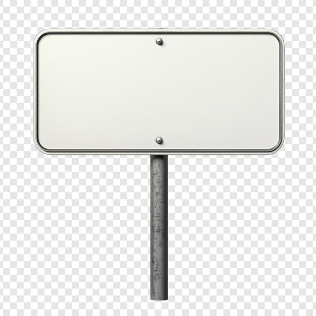 Un letrero blanco en blanco en un poste de metal perfecto para su mensaje
