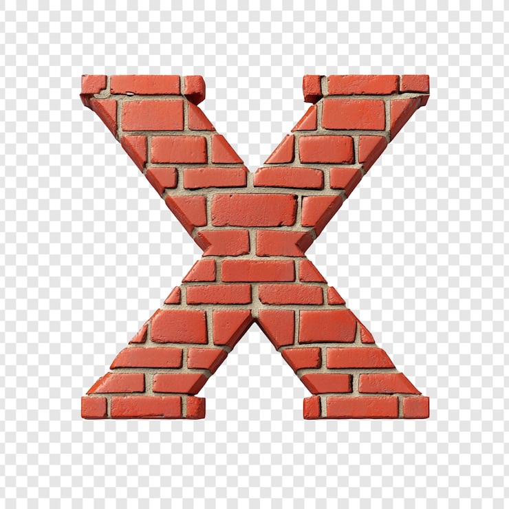 PSD gratuito letrero x alfabeto de pared de ladrillo rojo
