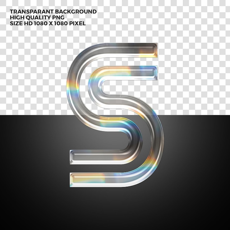 PSD gratuito lettera dell'alfabeto prismatico trasparente psd