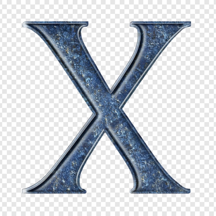 PSD gratuito lettera di marmo blu x disegno di alfabeto texturato