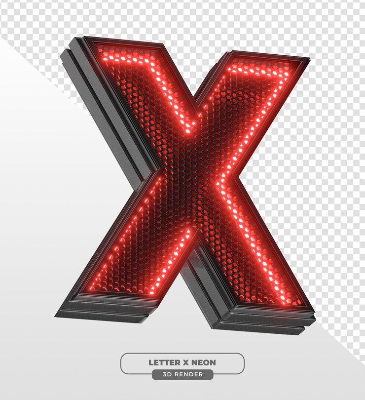 PSD gratuito lettera di neon rosso 3d x