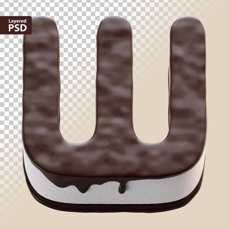 PSD gratuito lettera di torta al cioccolato 3d w