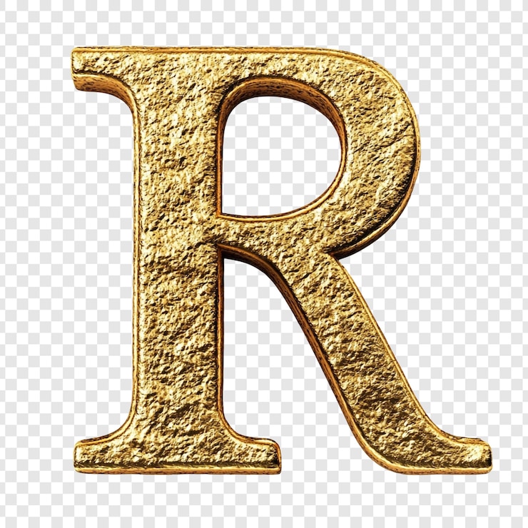 PSD gratuito lettera dorata r a rendering 3d di lusso