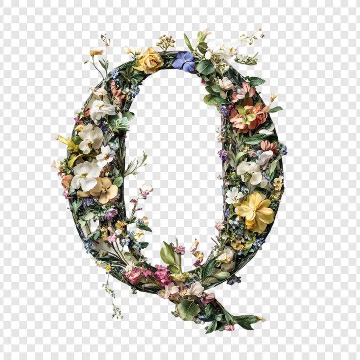 PSD gratuito lettera floreale q un alfabeto botanico