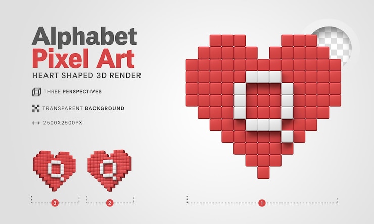 PSD gratuito lettera q alfabeto pixel art 3d rendering sfondo trasparente