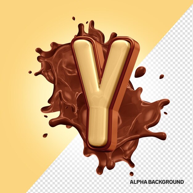 Lettera Y dell'alfabeto del cioccolato 3D