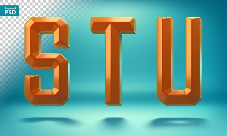 PSD gratuito lettere geometriche 3d taglienti