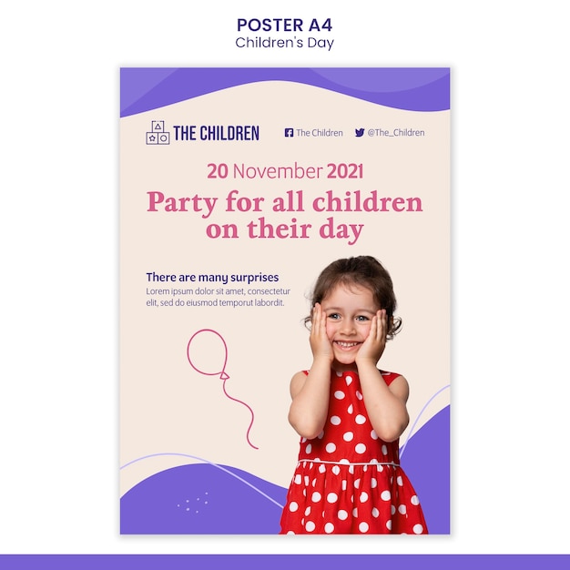 Gratis PSD leuke afdruksjabloon voor kinderdag
