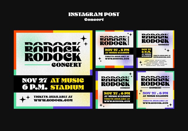 Leuke concert kleurrijke instagram-berichten