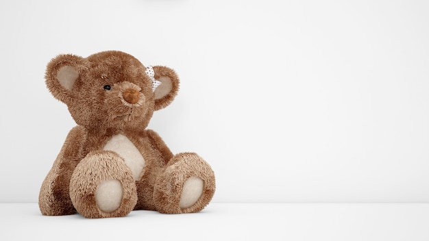 Leuke teddybeer met witte copyspace