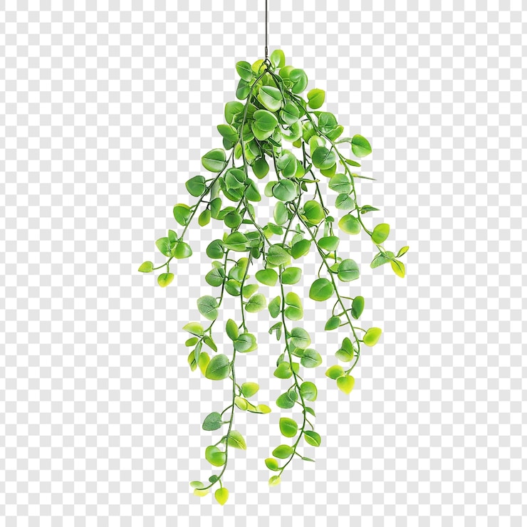 Gratis PSD levendige groene hangende planten weelderige bladeren cascading groen huisdecor interieurontwerpelement