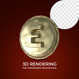 Libra moneda símbolo 3d renderizado aislado fondo transparente