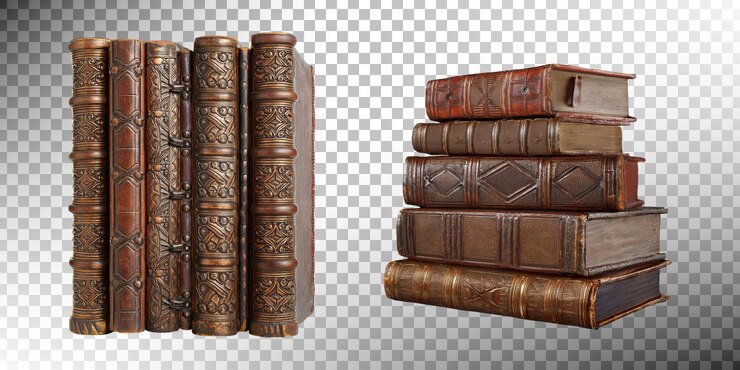 PSD gratuito libri d'epoca rilegati in pelle esposti
