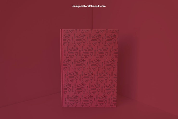 PSD gratuito libro en esquina con efecto de color rojo