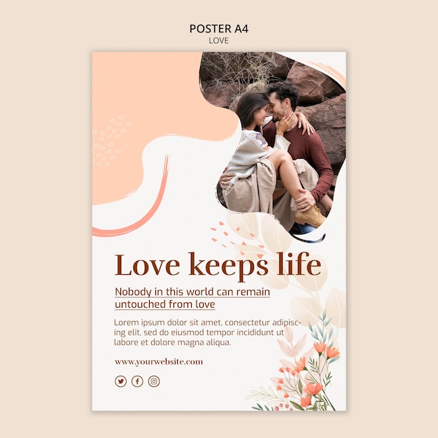 Gratis PSD liefde poster sjabloon