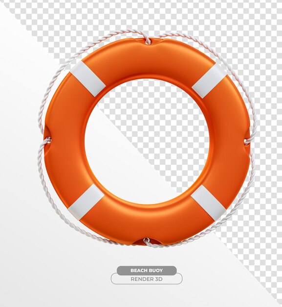 Lifebuoy naranja y blanco en renderizado 3D realista con fondo transparente
