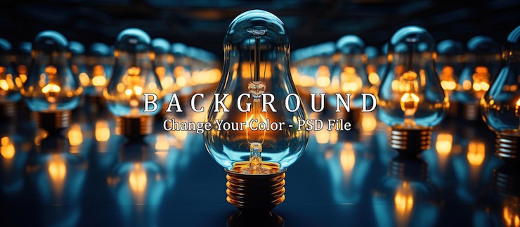 PSD Gratis light bulbs on dark blue background
