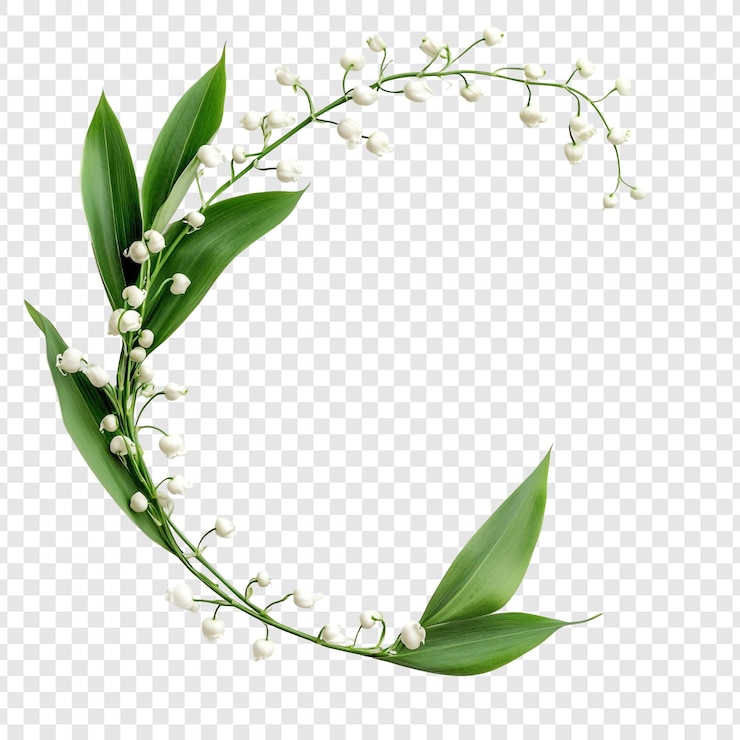 Gratis PSD lily of the valley bloemframe elegante voorjaarsbloesemkrans