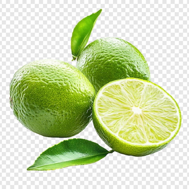 Limas frescas y jugosas con hojas verdes