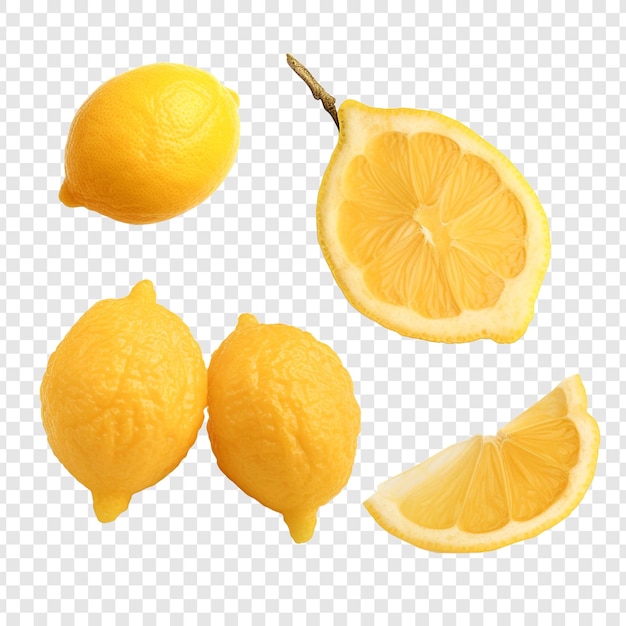 Limones secos aislados sobre un fondo transparente