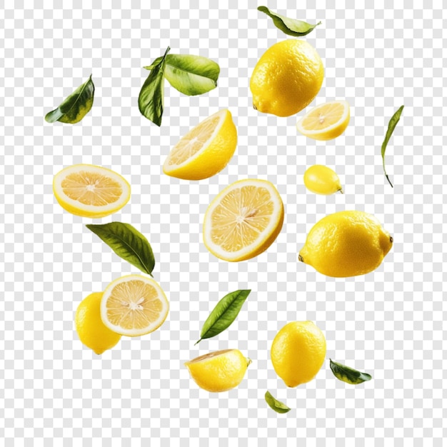 Limoni e foglie galleggianti un'esplosione vibrante di agrumi