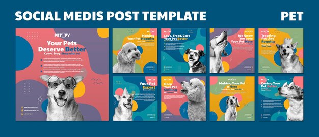 Linda plantilla de publicación de redes sociales para mascotas