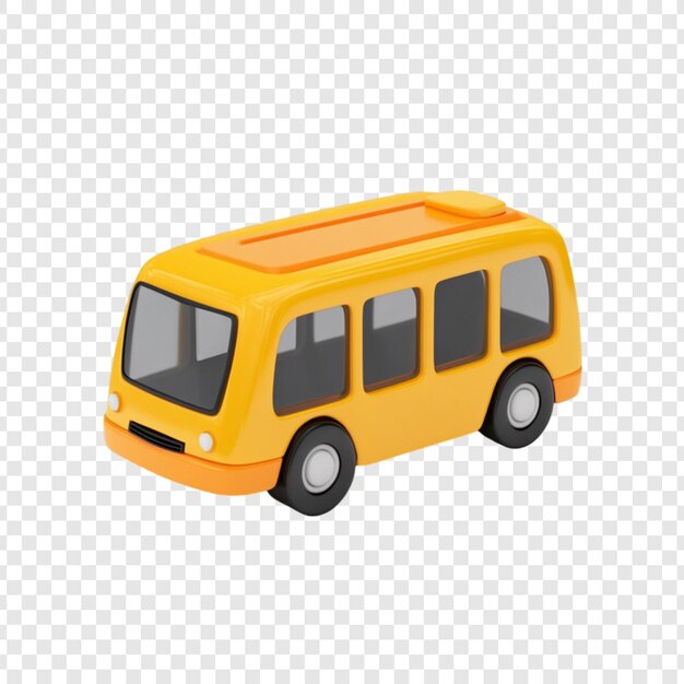 Lindo autobús de juguete amarillo modelo de vehículo de transporte en 3D