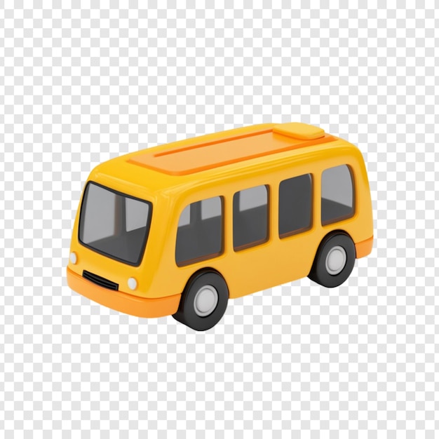 Lindo autobús de juguete amarillo modelo de vehículo de transporte en 3D