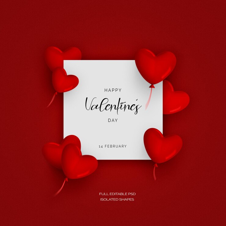 PSD gratuito lindo fondo de día de san valentín con corazones y mensaje de saludo