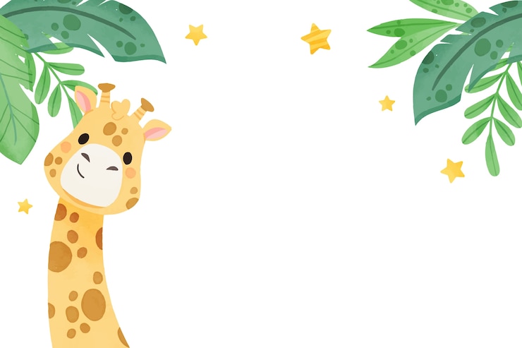 PSD gratuito lindo marco de animales de safari en acuarela