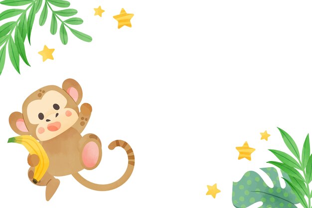 Lindo marco de animales de safari en acuarela