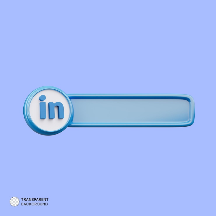 PSD gratuito linkedin con representación 3d del icono de la barra de búsqueda